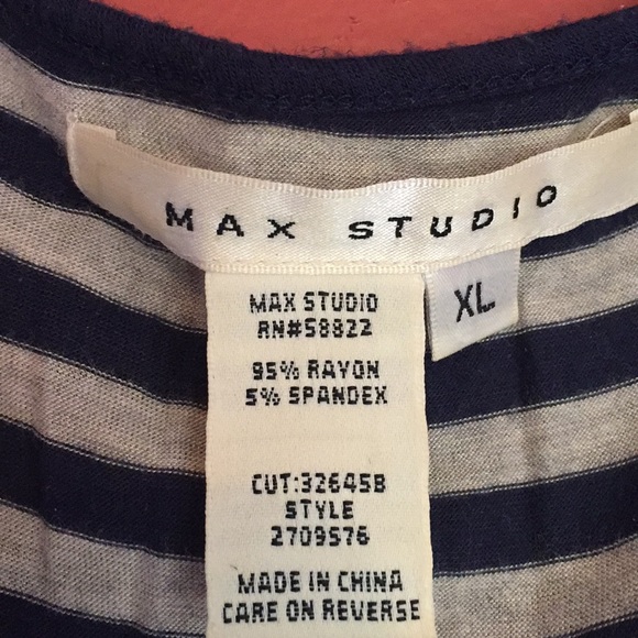 Navy & grey stripped shirt with lace down the side - Picture 2 of 4